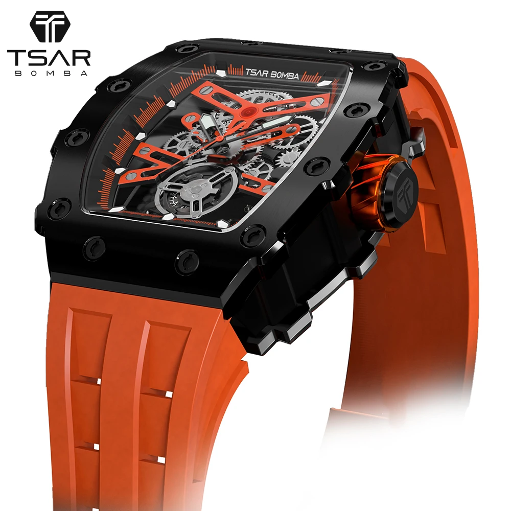 TSAR BOMBA Luxury Brand Mens Automatic Mechanical Watch TMI NH05 Movement Waterproof Chronograph Wristwatch Relogio Masculino