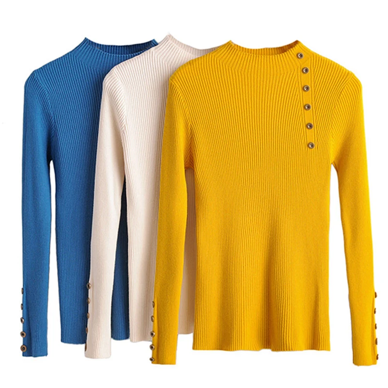 Женский мягкий облегающий свитер TOPPICK вязаный джемпер с декоративными