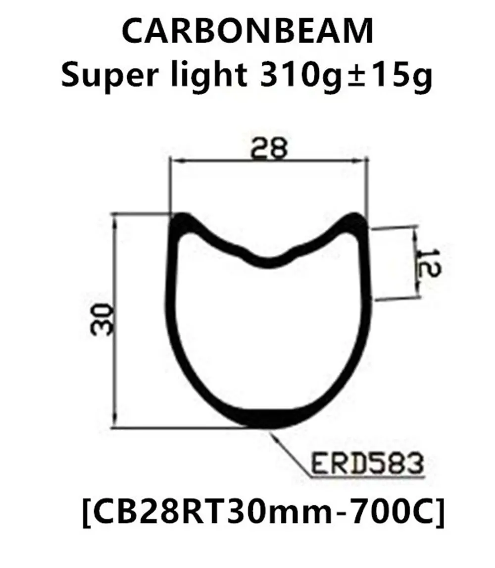 

[CB28RT30-700C] всего 310 г, 28 мм, Ширина 30 мм, глубина, новый дорожный обод CX Вия Bike700C из углеродного волокна, фотообод
