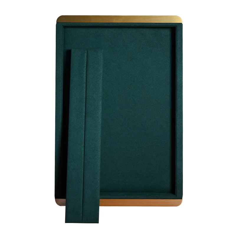 

JINSKY Jewelry Display Tray Fillet Design Micro Fiber Jewelry Watch Dispaly Plate Earring Bracelet Necklace Storage Organizer