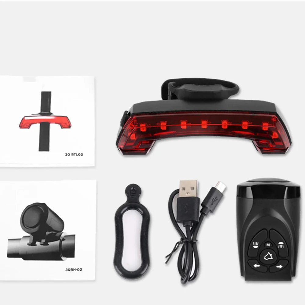 

Bike Cycling Light Mountain Bike Wireless Steering Taillights Waterproof USB Charging Taillights with Electric Be