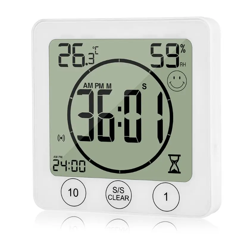 ЖК настенные часы для ванной с температурным и влажным обратным отсчетом