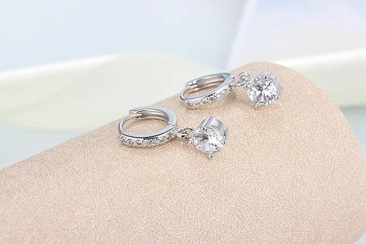 Lekani, круглые серьги-капли с кристаллами Swarovski для женщин, хорошее ювелирное изделие, прозрачные стразы, классические простые аксессуары