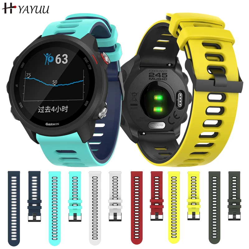 YAYUU 20 мм силиконовый ремешок для часов Garmin Forerunner 245 245M 645 Vivoactive 3 Браслет Смарт часы