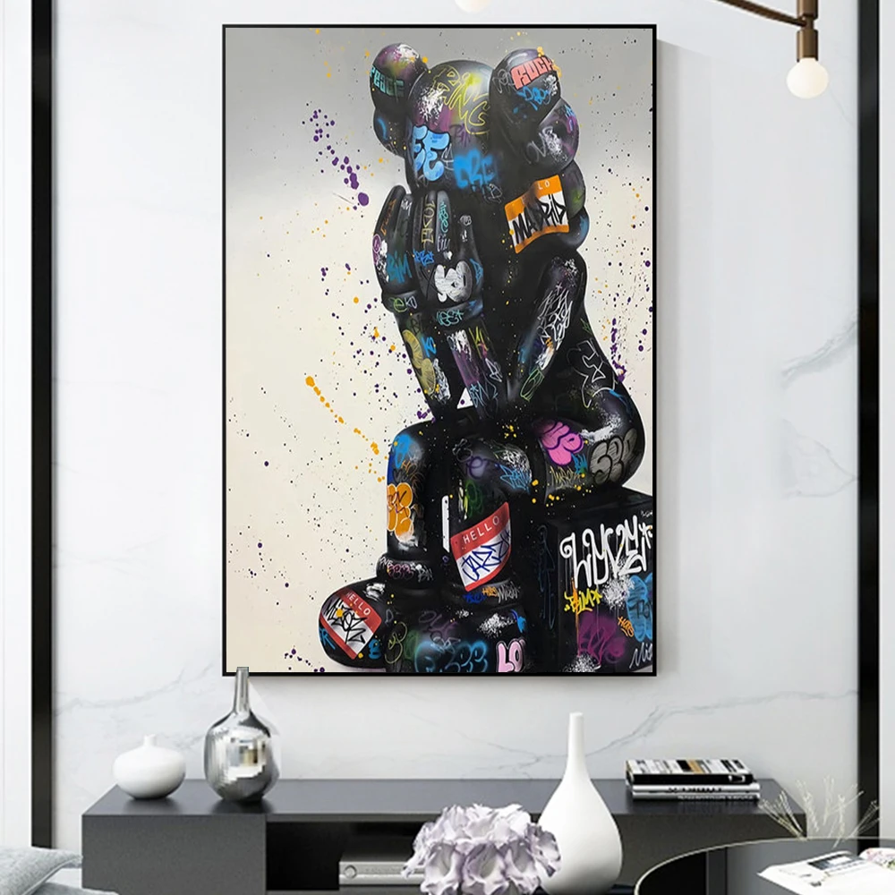 

Creativity Street Art Graffiti Thinking Painting Canvas Print Wall Picture for Living Room Decoration Home Decor Frameless