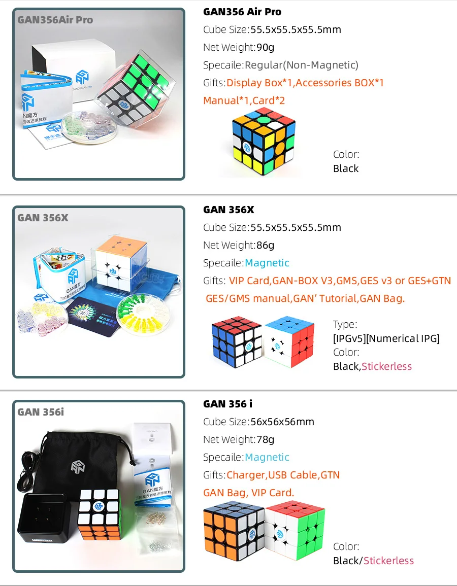 GAN 3x3x3 магический куб 356 AIR SM Master Advance Магнитная формула карты скоростные магниты профессиональная скоростная головоломка рождественские подарки