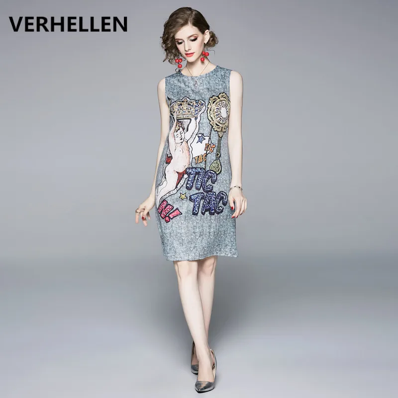 Женское модельное платье без рукавов VERHELLEN винтажное Элегантное повседневное