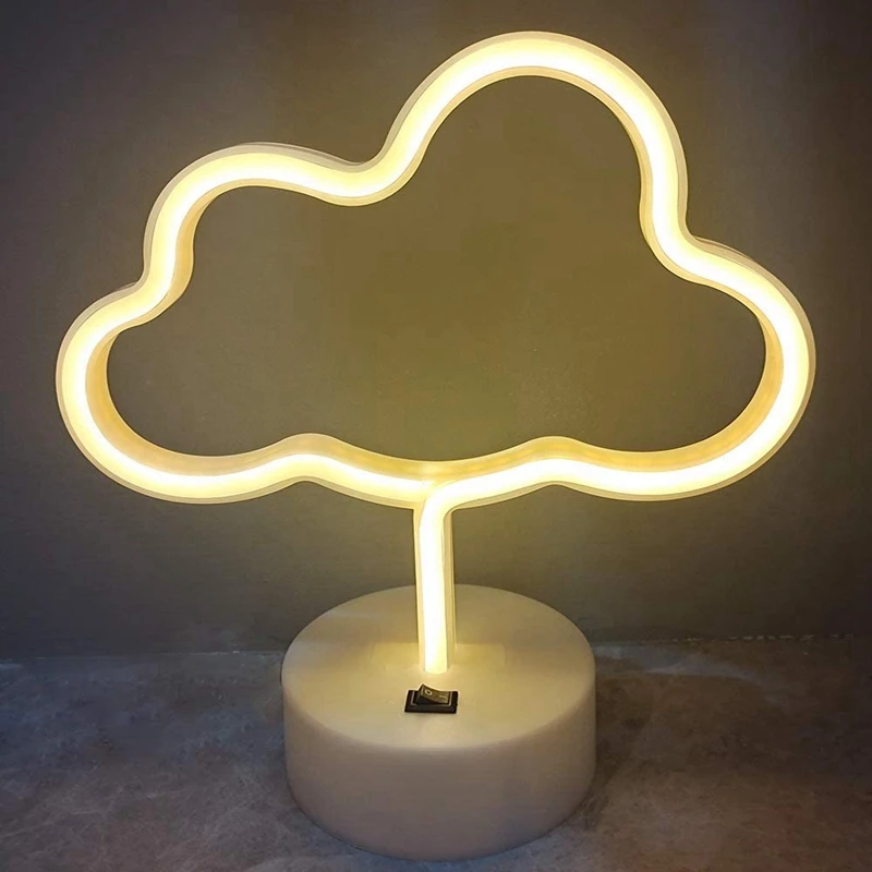 LED Warm White Neon Cloud Decoration Light Battery & USB Powered Night Party Children's Room | Освещение