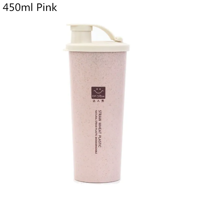450ml pink IVYSHION 470 мл бутылка для воды с соломинкой портативная бутылка для воды для школы, Экологичная бутылка для питья, кухонные гаджеты - Цвет: 450ml pink