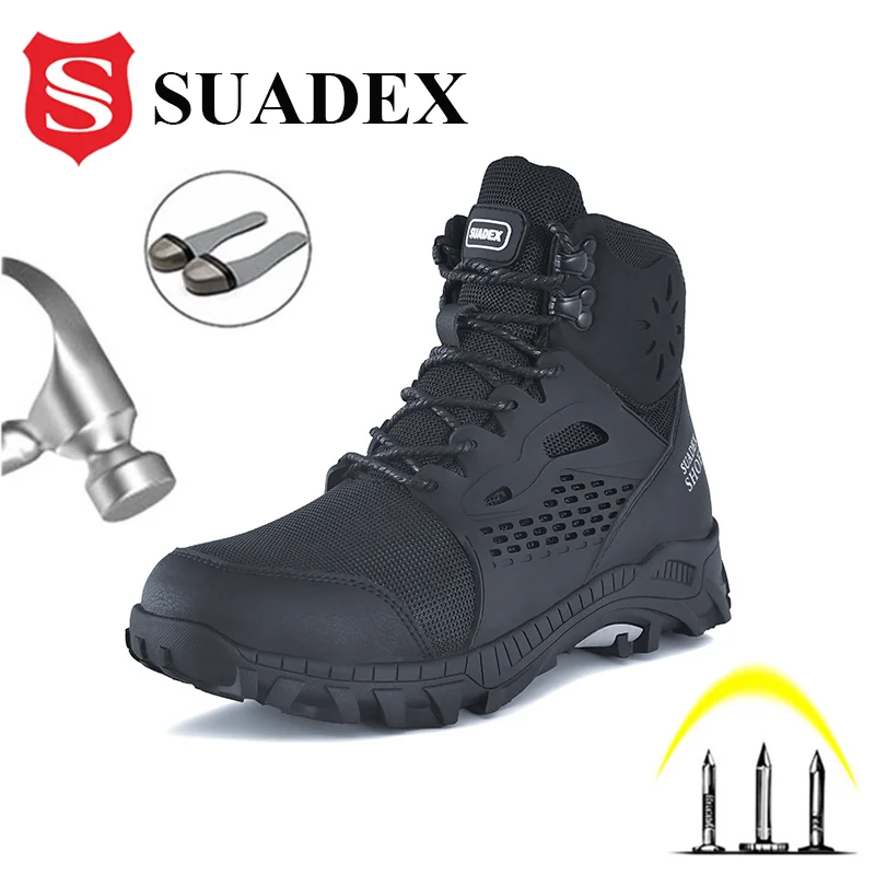 spesifikasi SUADEX Sepatu Keselamatan Pria Sepatu Ujung Kaki Baja Sepatu Bot Kerja Anti-tusukan Sepatu Tidak Bisa Dihancurkan Sneakers Keselamatan Ringan Pria