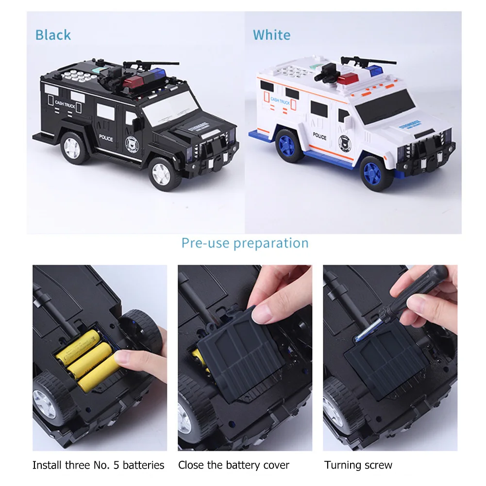

Fingerprint Password Cash Truck Car Piggy Bank Kids Money Box Coin Paper Bank Safe Saving Storage Box Music Player English Enlig