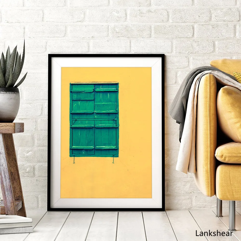 

Cuadros Decoracion Green Window Posters and Prints Canvas Paintings Picture Nordic Banksy Wall Art Pictures for Living Room