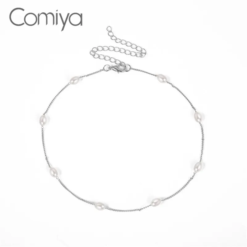 Ожерелье из цинкового сплава с жемчугом золотистого/серебристого цвета |