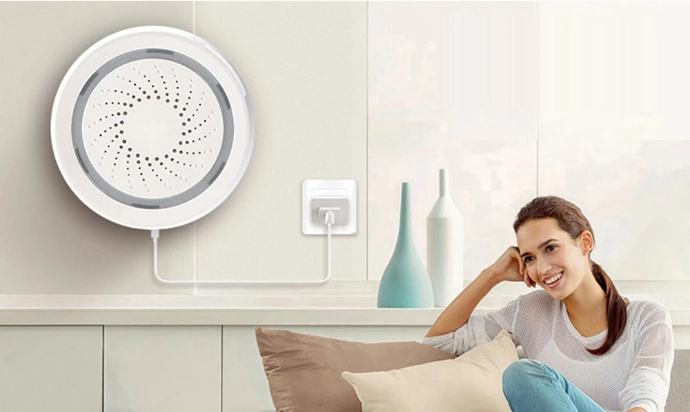 Беспроводной WiFi сирена датчик сигнализации для дома умное устройство Поддержка батареи может быть заряжен с USB кабелем TUYA Smart Life
