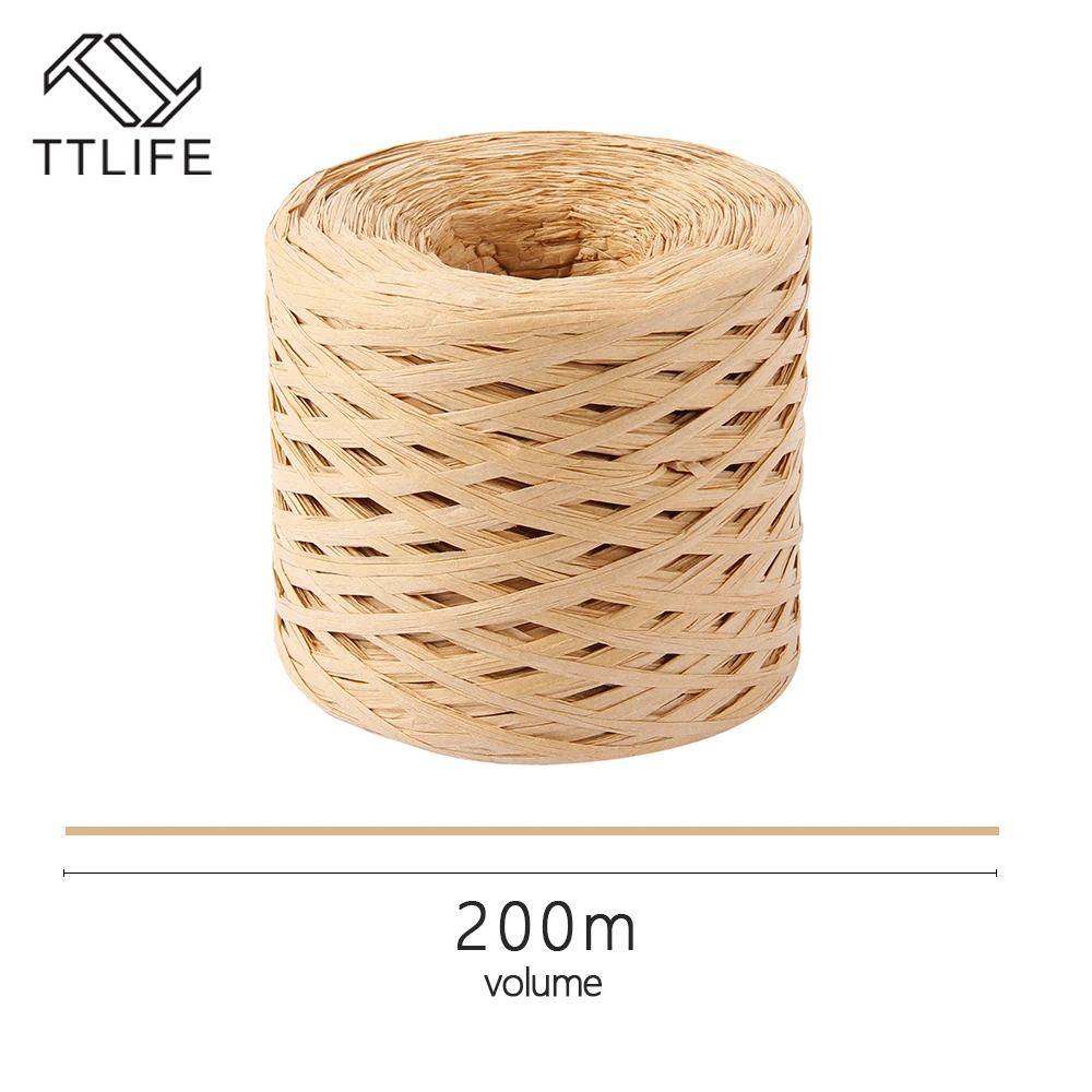 200 Meters Raffia Paper Ribbon Craft Natural Wrapping Hemp Rope Gift Packaging Easter Party Wedding Decoration | Дом и сад