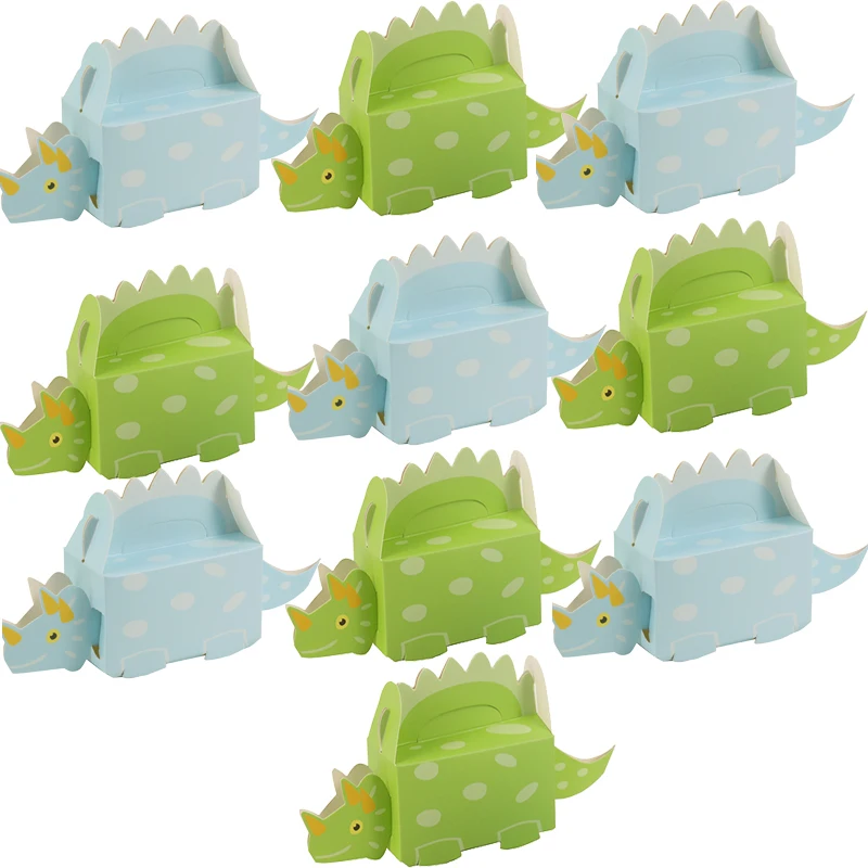 

10pcs Dinosaur Party Gift Box Blue Green Candy Cookie Box Baby Shower Dinosaurio Box Birthday Party Decorations Packaging boxes