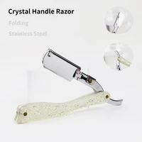 japanese style crystal status handle mens shaving tools beard folding straight razor holder barber