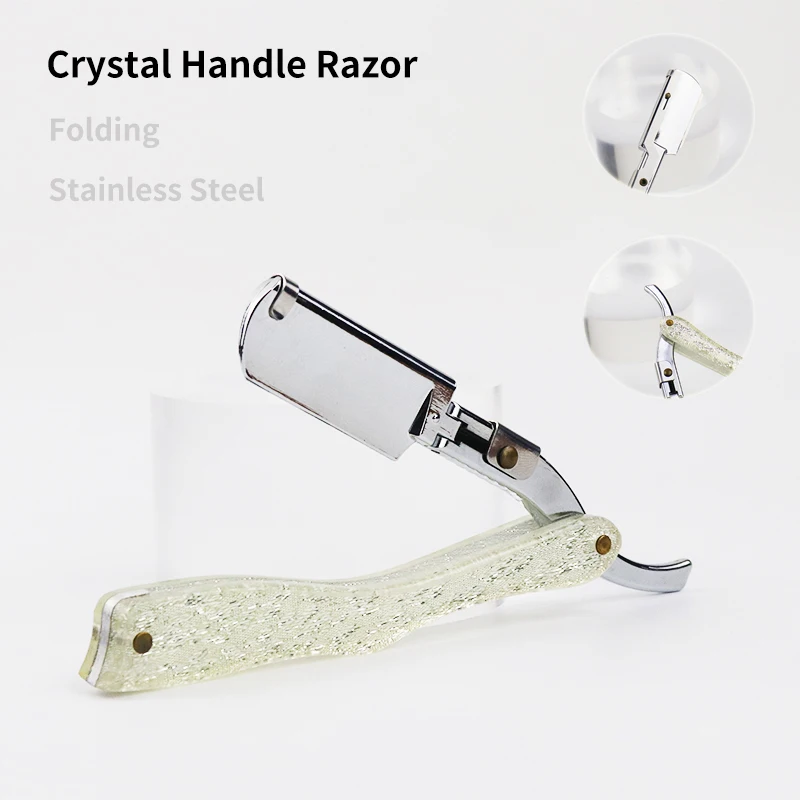 Japanese Style Crystal Status Handle Men'S Shaving Tools Beard Folding Straight Razor Holder Barber | Красота и здоровье