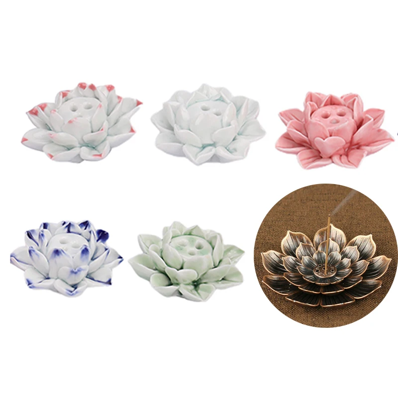 Новые металлические/керамический Лотос Ладан блюдо горелки ручка держатель