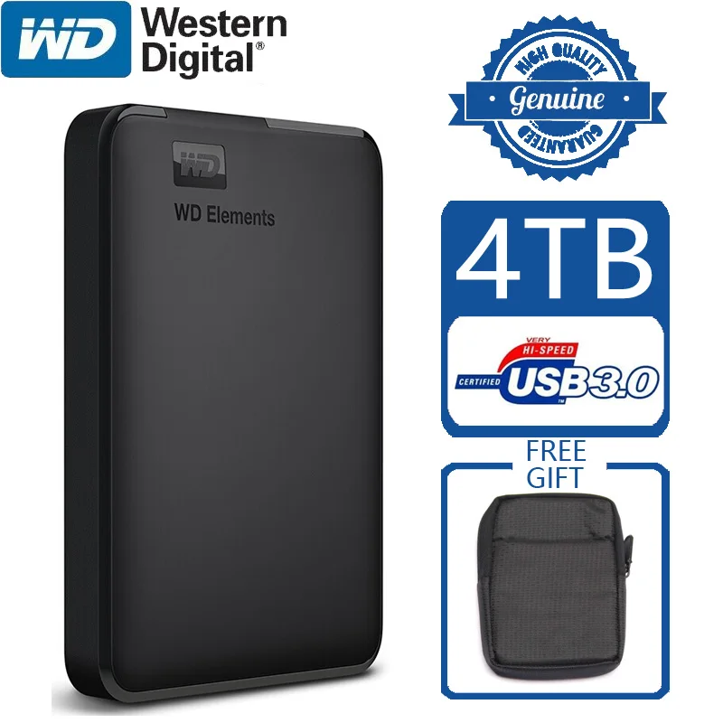 WD Elements 4 ТБ портативный внешний жесткий диск USB 3 0 HD HDD Емкость SATA запоминающее