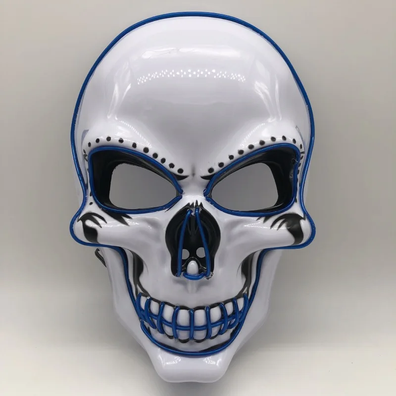 Halloween Party LED Mask Masque Masks Neon Light Rave Glow In The Dark Horror Glowing Masker | Дом и сад