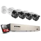 1080p H.265 + TVI CCTV DVR Система видеонаблюдения ZOSI на 8 каналов с 4x2Мп камерами видеонаблюдения