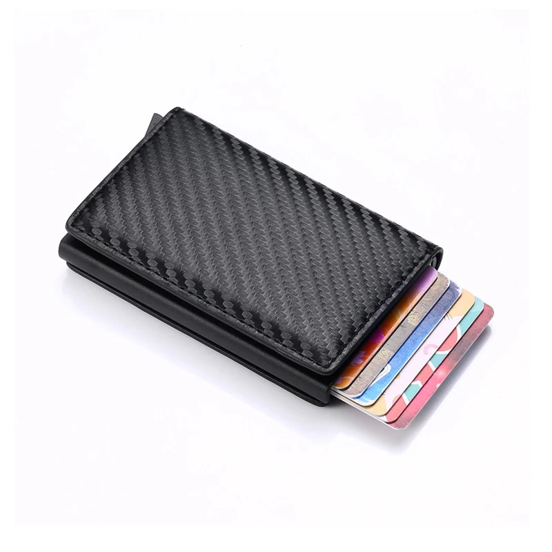 

New Men women smart wallet Credit Bank card holder fashion purse Aluminum alloy Business Casual Mini wallet Brand PU Purse