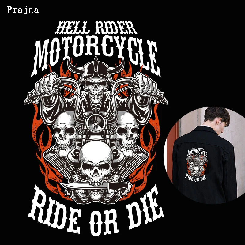 Prajna термотрансферные наклейки для мотоцикла в стиле панк байкерские одежды
