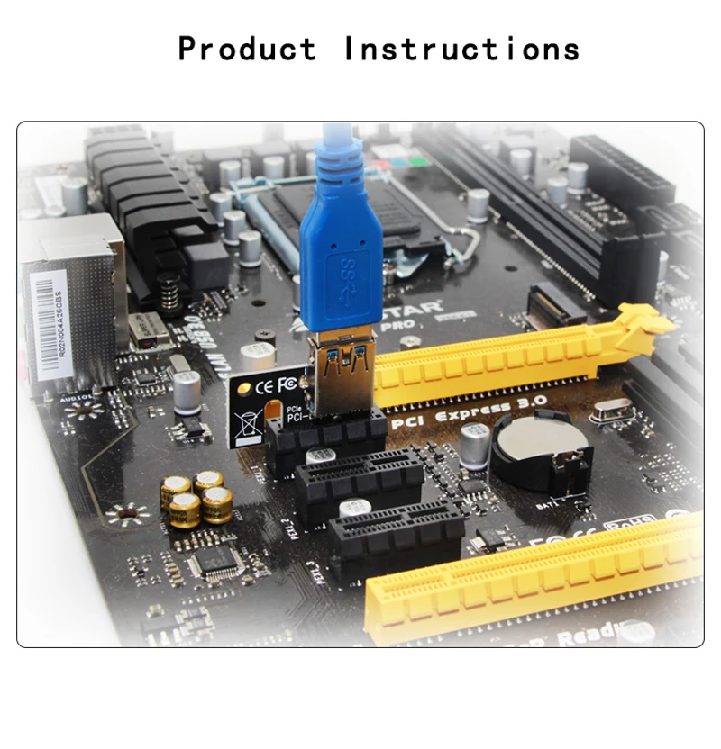 

4pin 6pin SATA Power PCI Express 16X Slot Riser Card USB 3.0 PCI-E PCI-Express 1x to 16x PCIE Riser for Bitcoin BTC Miner Mining