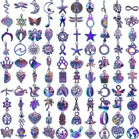 100pcs mix alloy charms pendant accessory rainbow color for jewelry making necklace earring metal bulk wholesale