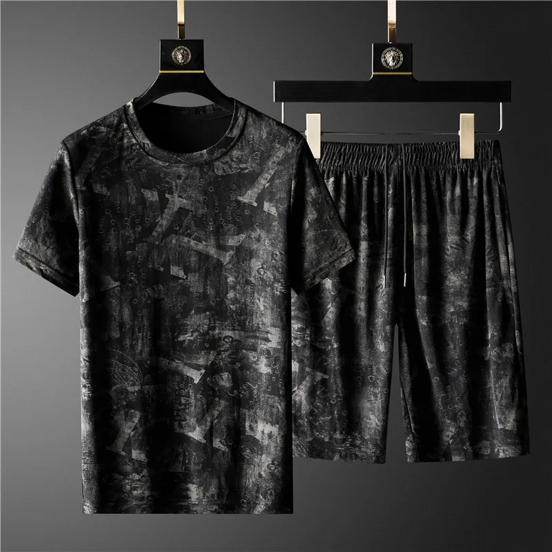 Спортивный костюм мужской повседневный Модный комплект с коротким рукавом