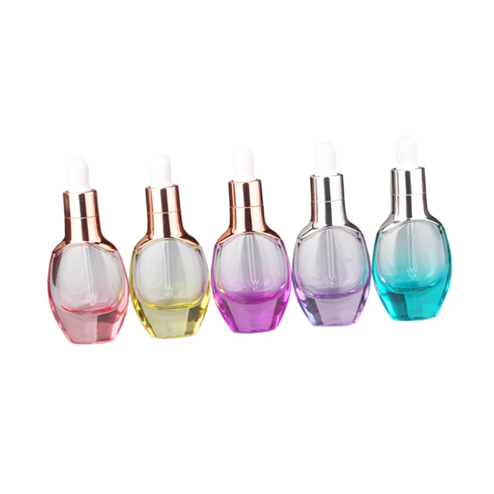 

5Pcs 30ml Essence Dropper Bottle Essential Oil Bottle Empty Bottle Subpackging Bottle (Orange, Golden, Dark Purple, Light Purple