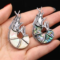 prawnshrimp brooches natural mother of pearl abalone shell pendant pins for women decoration accessory jewelry gifts