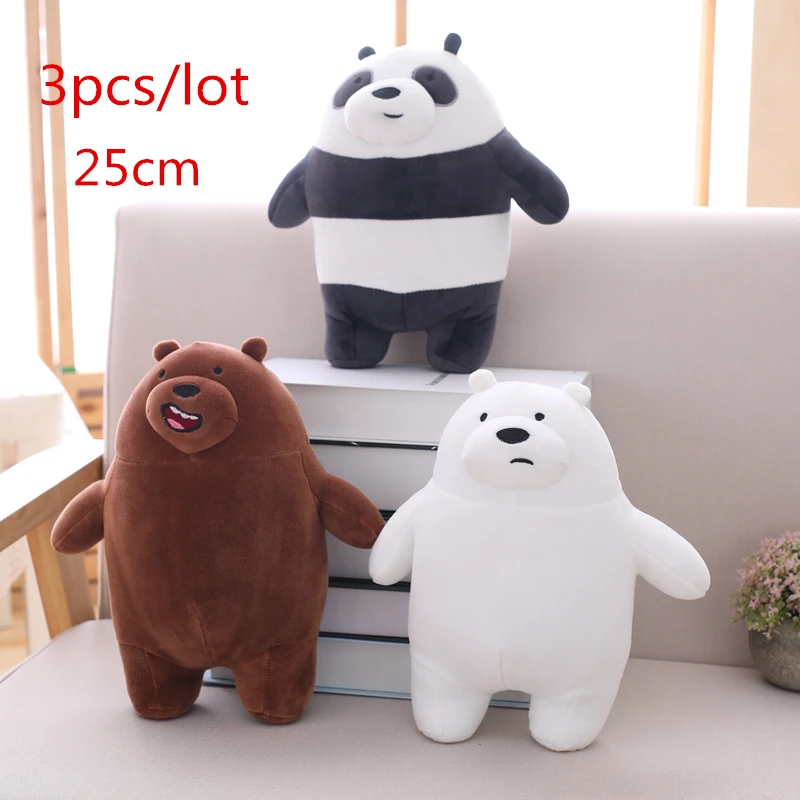 3pcs 25cmABC Каваи Мы Голые Медведи Плюшевые игрушки мультфильм медведь фаршированный гризли серый белый медведь панда кукла Дети любят подарок на день рождения - Цвет: 3pcs 25cmABC