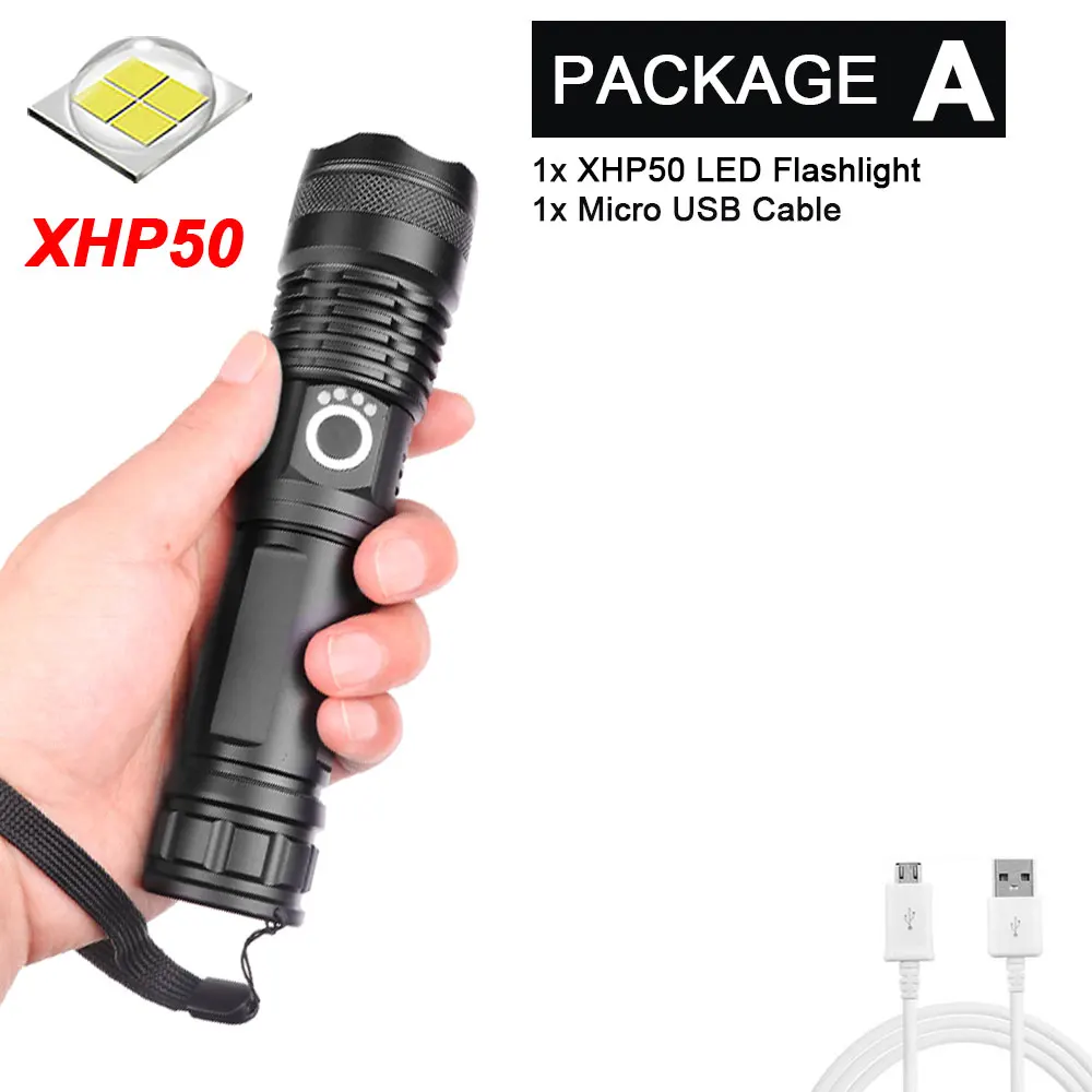 Супер яркий XLamp XHP90 самый мощный Usb масштабируемый светодиодный флэш-светильник XHP70/50 Охотничий Тактический флэш-светильник фонарь 26650 18650 - Испускаемый цвет: Package A-XHP50