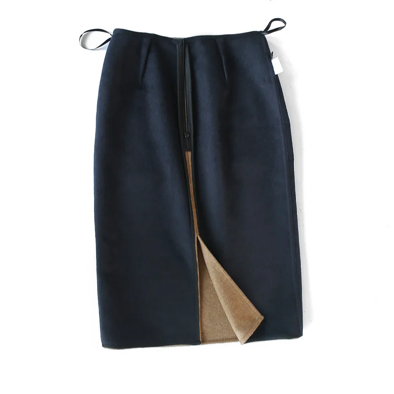 SuyaDream женские зимние шерстяные Облегающие юбки 2019 одноцветная юбка карандаш два