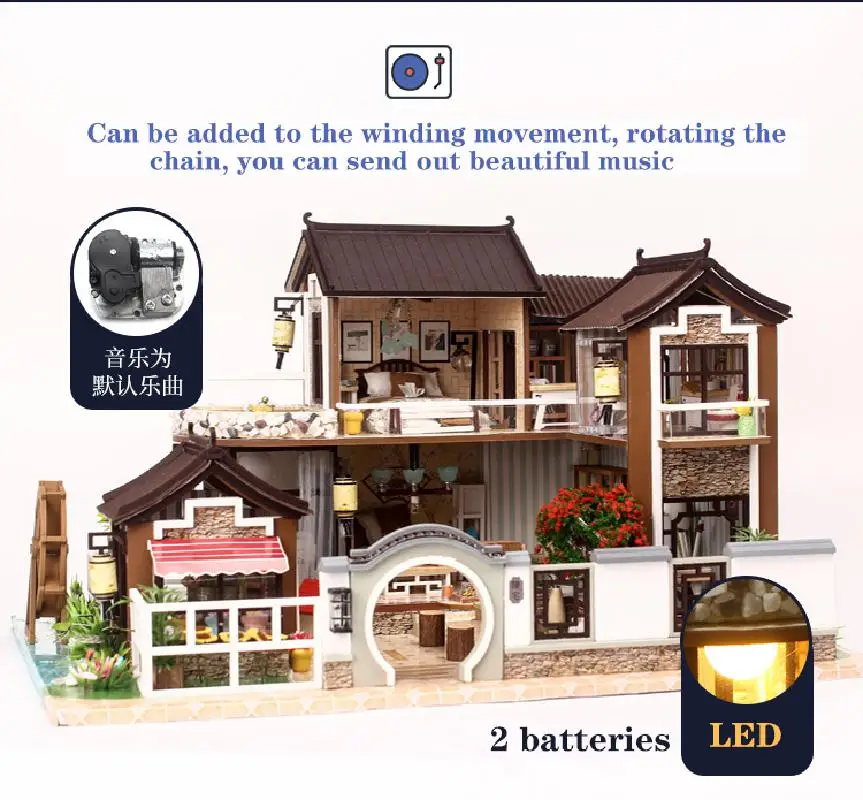 

Northland Spring diy hut Japanese-style villa doll hut handmade assembled small house model wooden house luminous wooden toy
