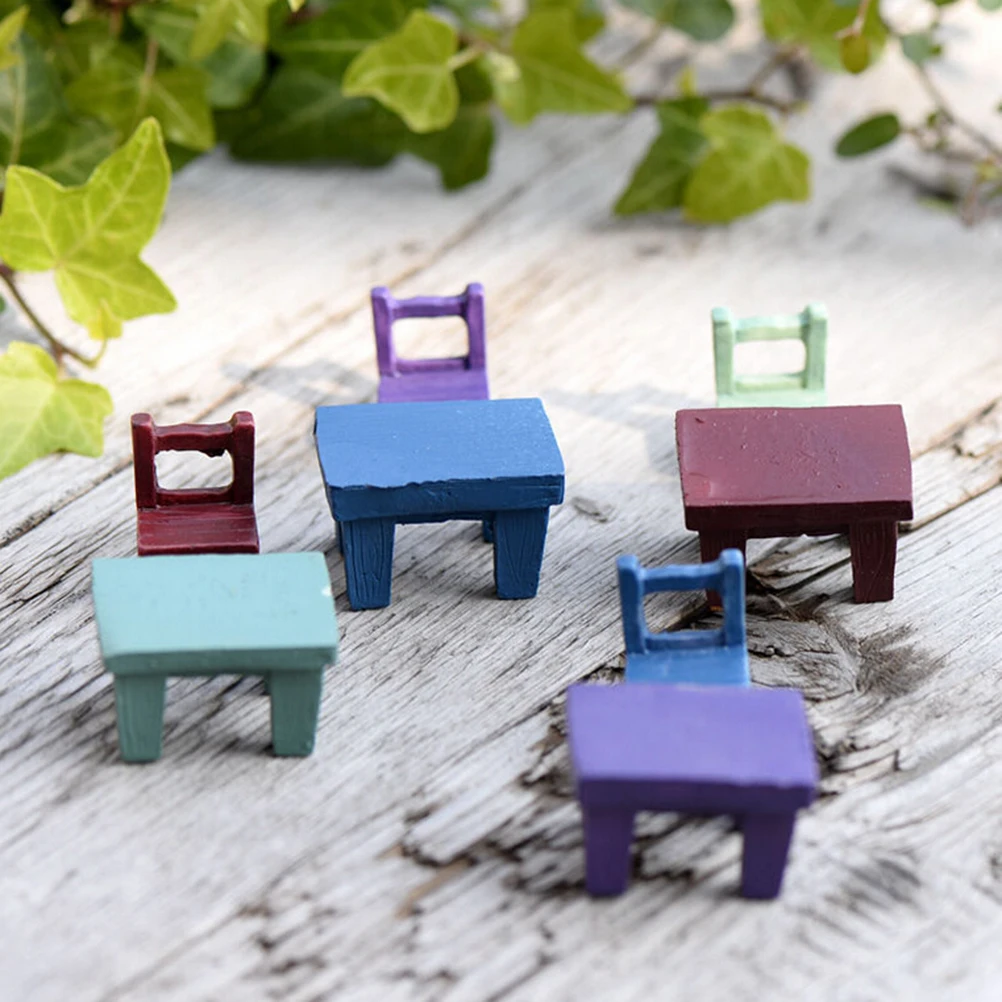 

Miniatures Landscape Plant Lovely Fairy Resin Garden Ornaments Garden supply Decors Mini Tables Chairs Furniture Figurine Crafts