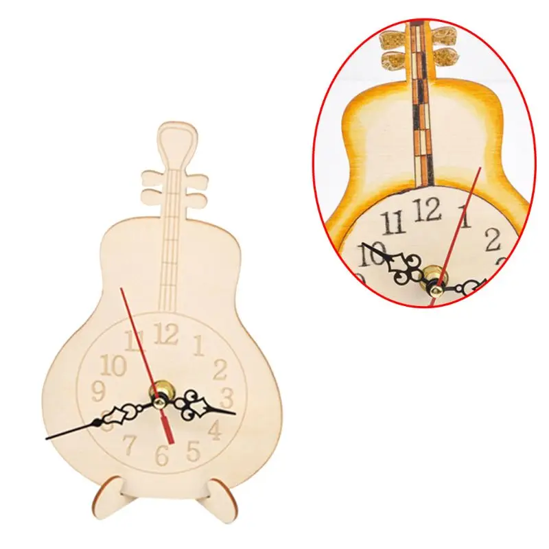 Модель часов дерево белый цвет дети сделай сам ручная роспись окраска снежинка