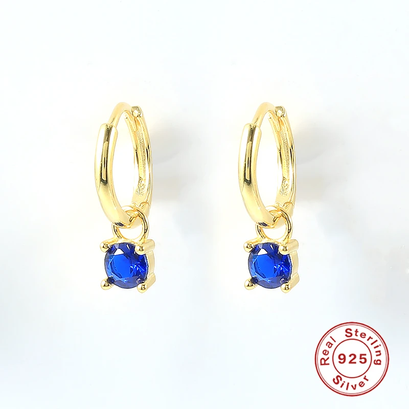 

MC Earrings For Women 2021 Korean Style 100% Silver 925 Square Diamond Hoop Earrings INS Colorful Small Hoop Earrings Jewelry