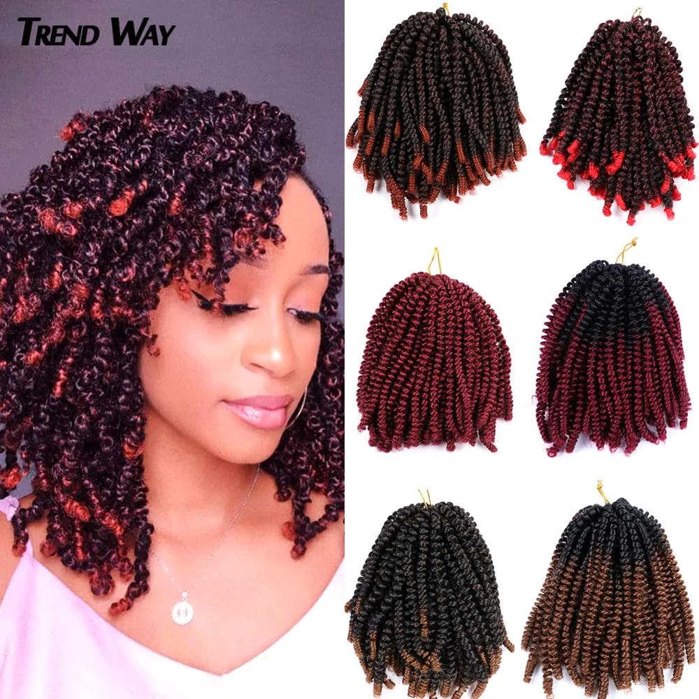 8 дюймов Омбре весенние волосы вязанные крючком косички страсть твист