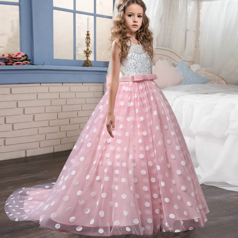 Summer Girls Party Dresses for 3-13 Years teens Little Flower Girl Beaded Birthday First Communion | Детская одежда и обувь