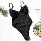 Melphieer бюст с рюшами черный купальник женский пояс цельный купальник летняя пляжная одежда однотонный купальник женский купальный костюм плавание