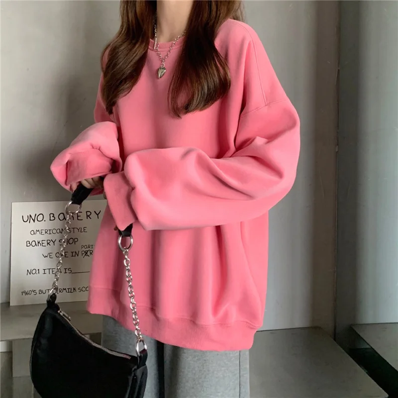 

Sweater Plush Fashion Women Autumn Winter Ins2021 New Thickened Small Loose Bf Lazy Style Long Sleeved Top