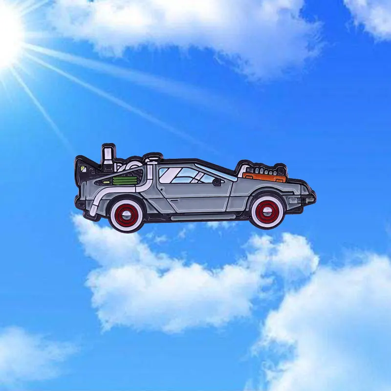 Delorean эмалевые булавки для спортивного автомобиля семья путешествия с