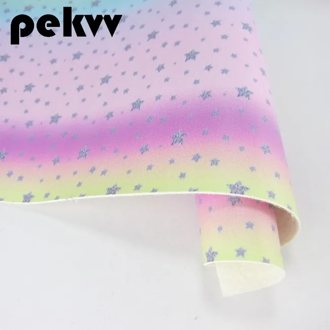 PR023 Stars Printed Faux Leather stars dots plaid For DIY bows Accessories crafts projects A4 Sheet 8"x11.8" PR010 - Color: PR023