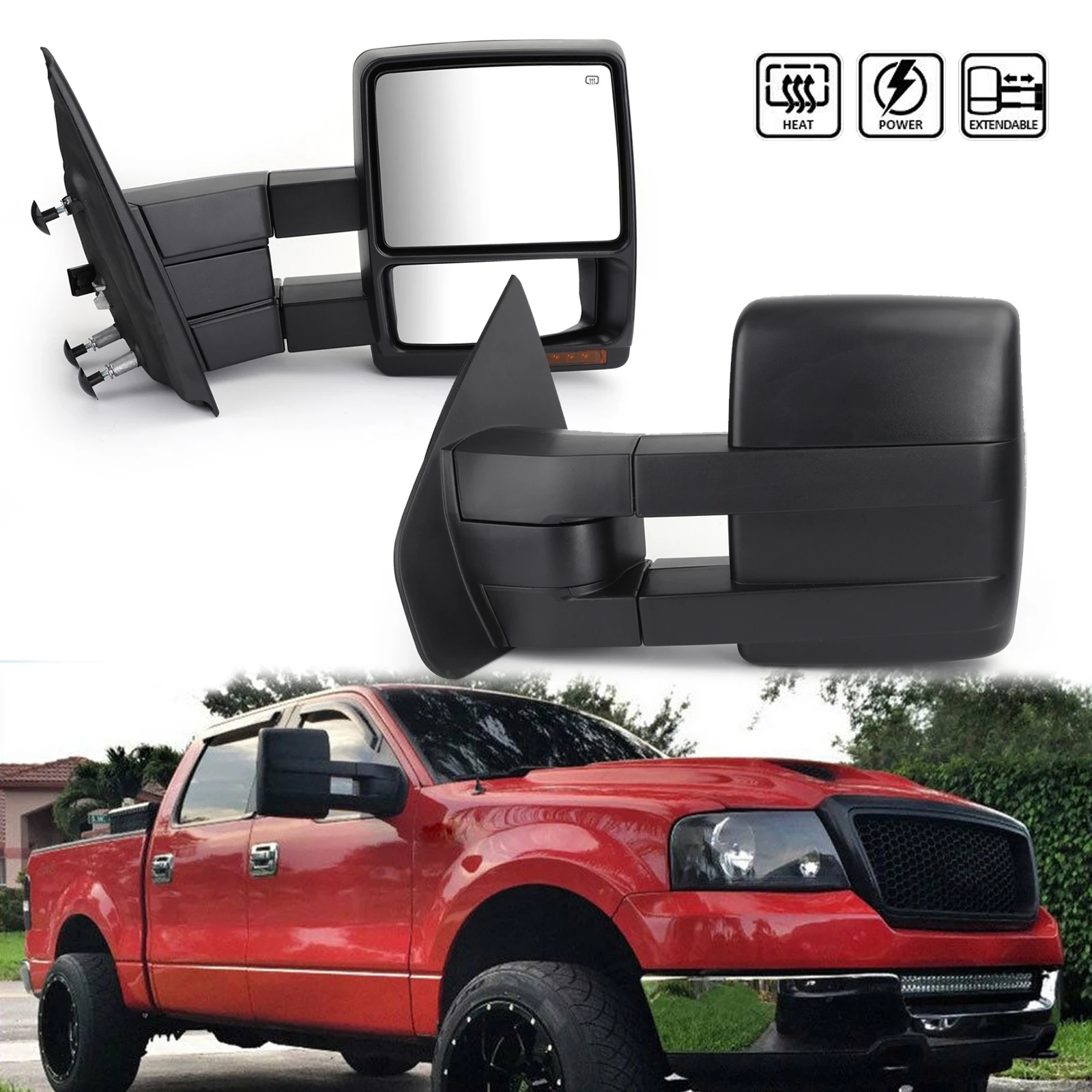 

Artudatech 7L3Z-17683-AE FO1320369 Towing Mirrors Power Heated Puddle Lights Turn Signals Fits For Ford F150 2007-2014