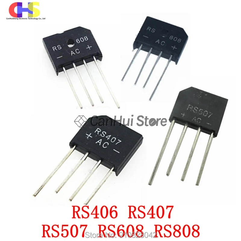 5PCS/LOT RS406 RS407 RS507 RS608 RS808 DIP4 Rectifier Bridge New Original In Stock | Integrated Circuits
