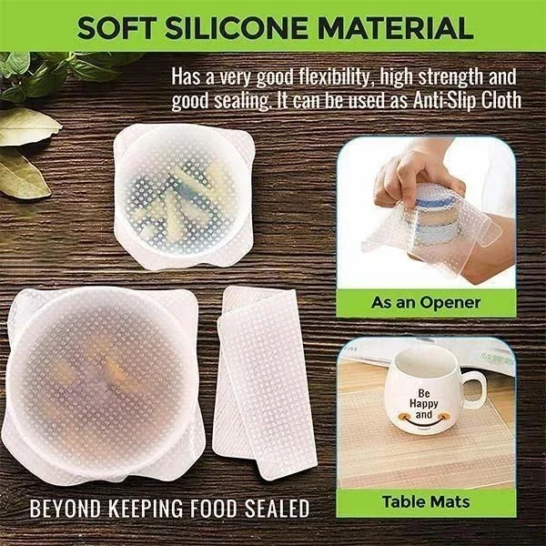 4 шт./компл. многоразовые силиконовые крышки для хранения свежих продуктов