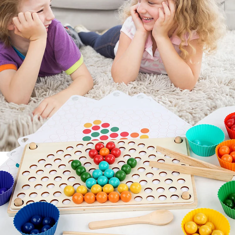 

Baby Early Educational Toys Kids Toys Montessori Wooden Toys Hands Brain Training Clip Beads Puzzle Board Math Game For Children